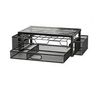 Baoblaze Support de Machine à Café Étagère de Comptoir avec Tiroir Intégré Corbeilles Latérales de Rangement Structure en Maille Métallique Adapté à la Cuisine Salle de Pause Boissons