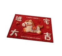 Baoblaze Tapis de Porte à Motif de Cheval, décoration du Nouvel an Chinois 2026, décoration pour la fête du Printemps, entrée