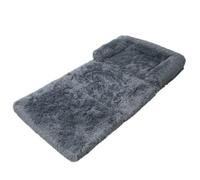 Baoblaze Tapis en Tissu Coussin pour Chien Tapis pour Chat Lit Doux Pliable avec Rebord Protecteur Base Antidérapante Garnissage Épais Texture en Peluche, Gris Foncé, L 75 150 10cm