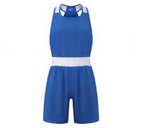 Baoblaze Tenue de Boxe Femme Ensemble de Sport Débardeur Short Muay Thaï Textile Polyester Doux Peau et Mobilité Active Adaptée à l'Entraînement Compétition Sparring Cours en Salle, Bleu, 170