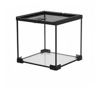 Baoblaze Terrarium pour Reptiles Vivarium Aquarium Terrarium Bac Empilable à Vue Panoramique avec Couvercle à Maille Coulissant Verrou Renforcé Circulation, 20-20-20cm