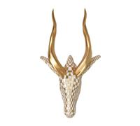 Baoblaze Tête d'Antilope Murale Sculpture Décor Mosaïque Abstraite Art Mural Résine Synthétique Géométrique Relief Lisse Moderne Adaptée au Salon Entrée, Tête D Antilope Blanc Doré