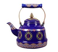 Baoblaze Théière en Émail Bouilloire Pichet Récipient à Boisson en Émail avec Corps Large Arrondi Brillance Classique et Motifs Culturels Usage Cuisine et, 2.5 Litres