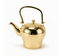 Baoblaze Théière Inoxydable Théière Bouilloire Verseuse avec Poignée Couvercle Amovible Bec Courbé Polie Acier Inoxydable Adaptée pour Service de Thé Quotidien Maison Restaurant, Doré, 1.2L