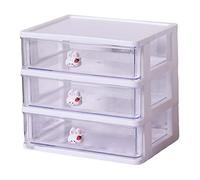 Baoblaze Tiroir de Bureau Organisateur Compartiments Rangé Support de Maquillage Empilable Espace de Rangement Armoire à Bijoux pour Salle de Bain Coiffeuse Ma, 3 Tiroirs Blanc