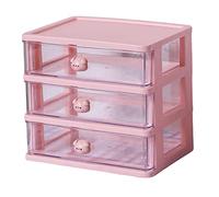 Baoblaze Tiroir de Bureau Organisateur Compartiments Rangé Support de Maquillage Empilable Espace de Rangement Armoire à Bijoux pour Salle de Bain Coiffeuse Ma, 3 Tiroirs Rose