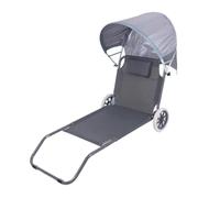 Baoblaze Transat avec Pare-Soleil Stable Mobilier, Gris, Coussin Carré | Portable, Chaise Longue Pliable avec Roues, Réglable, Chaise Longue avec Appuie-Tête, pour Camping