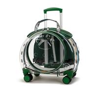 Baoblaze Transporteur pour Animaux Chariot à roulettes Sac à Dos Cage Valise Compartiment Avant Rond Fermeture Zip Ventilation Multiple Adapté aux Visites Vétérinaires Promenades, Vert