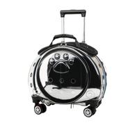 Baoblaze Transporteur Transparent pour Animaux Sac à Dos Trolley Valise à Roues Cage Rigide Coque Claire Visibilité Totale Ventilation Optimisée Poignée, Noir Transparent