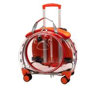 Baoblaze Transporteur Transparent pour Animaux Sac à Dos Trolley Valise à Roues Cage Rigide Coque Claire Visibilité Totale Ventilation Optimisée Poignée, Orange Transparent