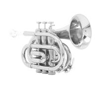 Baoblaze Trompette de Poche Bb Trompette Mini Instrument Cuivres Cornet Compact Cloche Évasée Valves Réactives Clés d'Eau Entretien Facile Sac de Transport Adaptée aux Cours Fanfares Déplacements