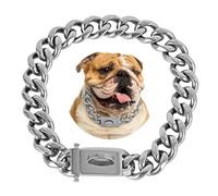 BAOBOTE Chaîne pour chien en argent de 20 mm, collier à maillons cubains avec boucle sécurisée, solide et résistante à la mastication pour chiens de taille moyenne (61 cm, argenté)