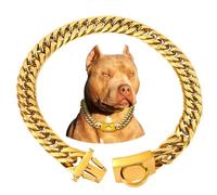 BAOBOTE Collier robuste à maillons cubains pour chien - Or 18 carats, anti-mastication, boucle à pression sécurisée (50,8 cm doré)