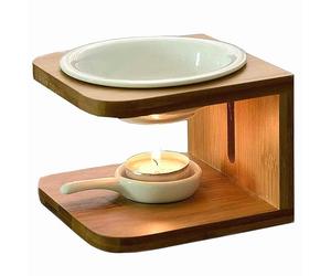 BAOBYAO Brûleur de cire en céramique de bambou, brûle d'huiles essentielles, support de cire parfumée, chauffe-cire avec bougeoir, chauffe-huile de massage, lampe diffuseur d'aromathérapie pour yoga