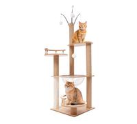 BAOCHADA Arbre à chat à 4 étages jusqu'au plafond (132 cm) - Arbre à chat mural avec plateforme d'observation pour chats pour grimper, gratter, regarder et jouer