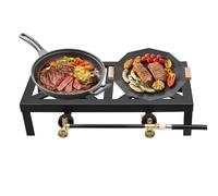 BAOCHADA Réchaud à gaz, réchaud à gaz, 2 feux, portable, avec tuyau de régulateur réglable de 0 à 10 psi, réchaud de camping, intérieur pour camping, voyages et découvertes