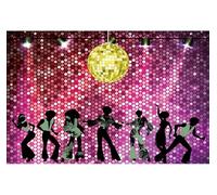 Baocicco Toile de fond pour fête disco 3 x 2,4 m avec effet miroir, silhouette de danseuse Boogie Scène Lumière de scène à paillettes pour photographie sur le thème disco fête d'anniversaire boîte de