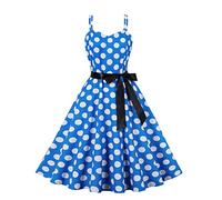 BaoDan Robe De Soiree Femme Robe Coktail Femme Robe D'Appariement des Couleurs pour Femmes Robe Vintage Robe Patchwork à Manches Gothiques 6-blue