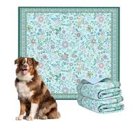BaoDan Tapis Absorbant Chien, Tapis Éducateur pour Chien Lavable, 122x122cm 2 Pièces Réutilisable, Ultra Absorbant et Antidérapant,Convient aux Chiens, Chats et Lapins, Motif Floral Vert