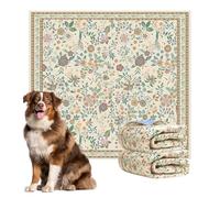 BaoDan Tapis Absorbant Chien, Tapis Éducateur pour Chien Lavable, 122x122cm 2 Pièces Réutilisable, Ultra Absorbant et Antidérapant,Convient aux Chiens, Chats et Lapins, Motif Floral Marron