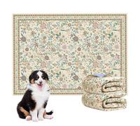 BaoDan Tapis Absorbant Chien, Tapis Éducateur pour Chien Lavable, 60x90cm 2 Pièces Réutilisable, Ultra Absorbant et Antidérapant,Convient aux Chiens, Chats et Lapins, Motif Floral Marron