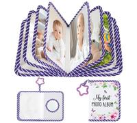 BAODBF Album photo pour bébé - 17 photos 16,5 x 11,2 cm - Album à pochettes pour mémoriser le nom du visage - Mon premier album de famille - Livre photo en tissu pour garçons et filles