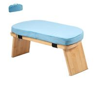 BAODBF Banc de méditation en bambou - Pliable - Design antidérapant - Tabouret de prière avec coussin - Banc de yoga pour moments spirituels au quotidien - 43 x 19 x 17 cm - Bleu