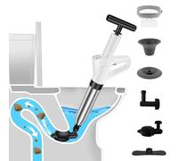 BAODBF Déboucheur de canalisations à air comprimé, pompe avec indicateur de pression d'air, déboucheur de canalisations à air comprimé avec 4 têtes de rechange pour débouchage, ventouse pour lavabo,
