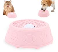 BAODBF Gamelle anti-étouffement pour chiens et chats - 230 ml - En silicone - Avec balle - Pour bouillon d'os - Avec ventouses - Passe au lave-vaisselle - Rose