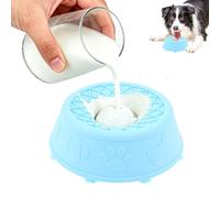 BAODBF Gamelle anti-étouffement pour chiens et chats - 230 ml - En silicone - Avec balle - Pour bouillon d'os - Avec ventouses - Passe au lave-vaisselle - Bleu