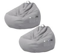 BAODBF Housse de Pouf 70×80 Sans Remplissage - Pouf Poire Classique pour Chambre, Bureau, Salon, Patio (2pcs Gris Clair)