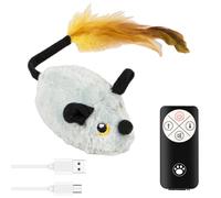 BAODBF Jouet interactif pour chat électrique, jouet pour chat - Empêche les obstacles - Avec télécommande - Souris télécommandée pour chat - Gris