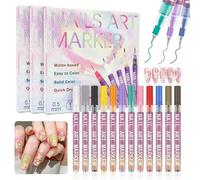 BAODBF Lot de 12 stylos à ongles de 0,5 mm pour dessiner, tracer, graffiti, stylo à ongles 3D, lot de trois jeux de stylos à ongles pour femmes et filles