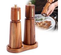 BAODBF Lot de 2 moulins à sel en bois avec plateau grossier réglable Moulin à poivre polyvalent avec noyau en céramique pour piment lilas