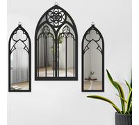 BAODBF Lot de 3 miroirs gothiques - Décoration murale gothique arquée - Cadre en arc de cathédrale - Miroir décoratif gothique avec anneau de suspension - Facile à installer pour chambre à coucher