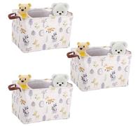 BAODBF Lot de 3 paniers à linge - En tissu avec poignées - Étanche - Pliable - 38 x 26 x 25 cm - Pour tiroirs, jouets, cosmétiques, salle de bain (animaux)