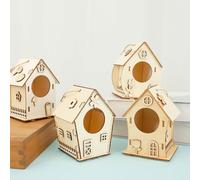 BAODBF Lot de 4 nichoirs à oiseaux pour enfants - À peindre avec gouache et pinceau - Kit de construction pour cadeaux de fête, cadeaux d'anniversaire