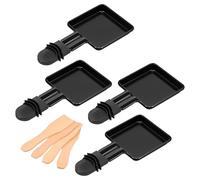 BAODBF Lot de 4 poêlons à raclette antiadhésifs, mini poêle à raclette avec 4 petites pelles, poêlons à raclette de rechange pour fromage, légumes grillés, mini burgers (A)