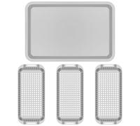 BAODBF Lot de 5 paniers de barbecue en acier inoxydable avec trous, plateau de service et poignée de levage pour légumes, viande, poisson