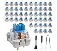 BAODBF Lot de 50 commutateurs de clavier mécaniques bleus à 3 broches avec tirette - Pour clavier mécanique - Kit de remplacement avec brosse de nettoyage et clé