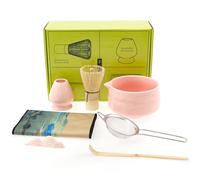 BAODBF Lot de 7 balais à matcha en céramique avec baibenli, fouet, passoire à thé, filtre, passoire à thé, thé en bois, pour boire du thé (rose)