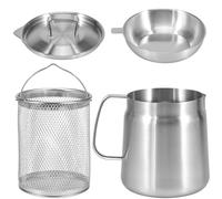 BAODBF Passoire pour friteuse, récipient à graisse de bacon avec passoire, filtre à huile de cuisson, pot de filtre à huile en acier inoxydable pour huile de cuisson, huile de noix de coco, huile de