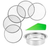 BAODBF Sifter Set for Gardening Bonsai Detachable Stainless Steel Soil Sieve Set with Shovel Easy to Clean Interchangeable Meshes Riddle Sieve Set for Soil Sorting