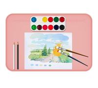 BAODBF Sous-main de bureau pour enfant - En silicone - À peindre - 60,5 x 40,5 cm - Lavable - Avec bord haut convexe - Pour garçons et filles - Rose