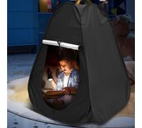 BAODBF Tente sensorielle pour jouer, se détendre, aide à l'autisme, SPD, anxiété, grotte pop-up, sac de transport de voyage, noire pour la maison ou l'école