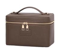 BAODBF Trousse de maquillage portable en cuir pour femme avec compartiments et poignée, mallette cosmétique de voyage étanche, trousse de toilette pour tourisme, shopping, réunions, café, A