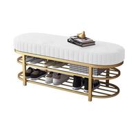 Baodiale Banc à Chaussures avec Coussin en Tissu Technique imperméable, Banc de Rangement en métal à 3 Niveaux for entrée, Couloir, Salon, Chambre à Coucher, vestiaire(White,120cm)