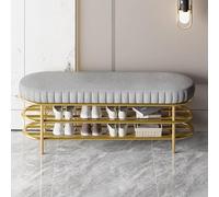 Baodiale Banc à Chaussures Durable avec Coussin en Tissu, Banc de Rangement en métal à 3 Niveaux for entrée, Couloir, Salon, Chambre à Coucher, vestiaire(Grey,120cm)