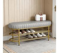 Baodiale Banc à Chaussures Minimaliste avec Coussin en éponge épaissi, Banc de Rangement en métal à 3 Niveaux for entrée, Couloir, Salon, Chambre à Coucher, vestiaire(Grey,60cm)