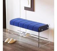 Baodiale Banc à Chaussures rembourré en Velours avec Rangement en Acrylique, étagère à Chaussures d'entrée Bleue de 55,1 Pouces pour entrée et Porte